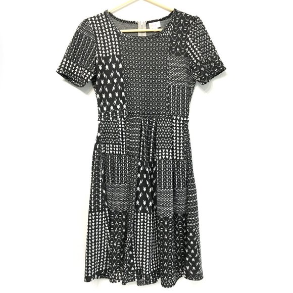LuLaRoe women's black & white patchwork dress, size small. - Picture 1 of 8